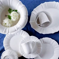 White Glazed Scalloped Ceramic Pasta Bowl