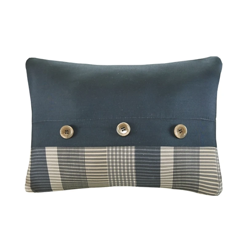 Navy and Taupe Plaid Print Twin Comforter Set