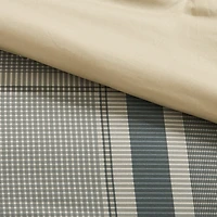 Navy and Taupe Plaid Print Full Comforter Set