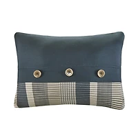 Navy and Taupe Plaid Print Full Comforter Set