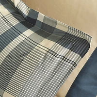 Navy and Taupe Plaid Print Queen Comforter Set