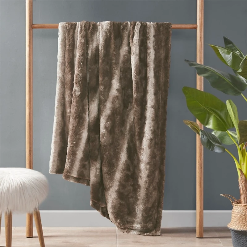 Dark Brown Faux Fur Oversized Throw Blanket