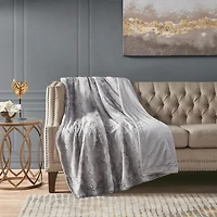 Gray Faux Fur Oversized Throw Blanket