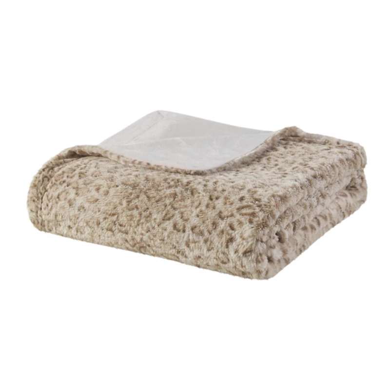 Animal Print Faux Fur Oversized Throw Blanket