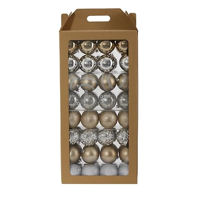 Silver and Gold Shatterproof Ornaments, Set of 64
