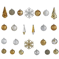 Gold and Silver Shatterproof Ornaments, Set of 52