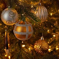 Gold and Silver Shatterproof Ornaments, Set of 52