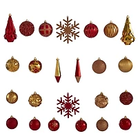 Gold and Red Shatterproof Ornaments, Set of 52