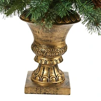 4 ft. Pre-Lit Berry and Pine Cones Tree in Urn