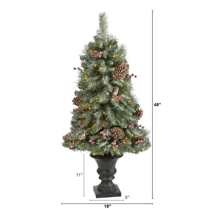4 ft. Pre-Lit Frosted Berry and Pine Tree in Urn