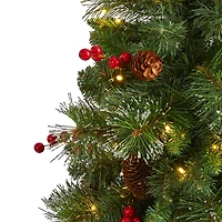 4 ft. Pre-Lit Berry and Pine Tree in Urn