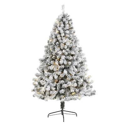 7 ft. Flocked Lit West Virginia Fir Christmas Tree