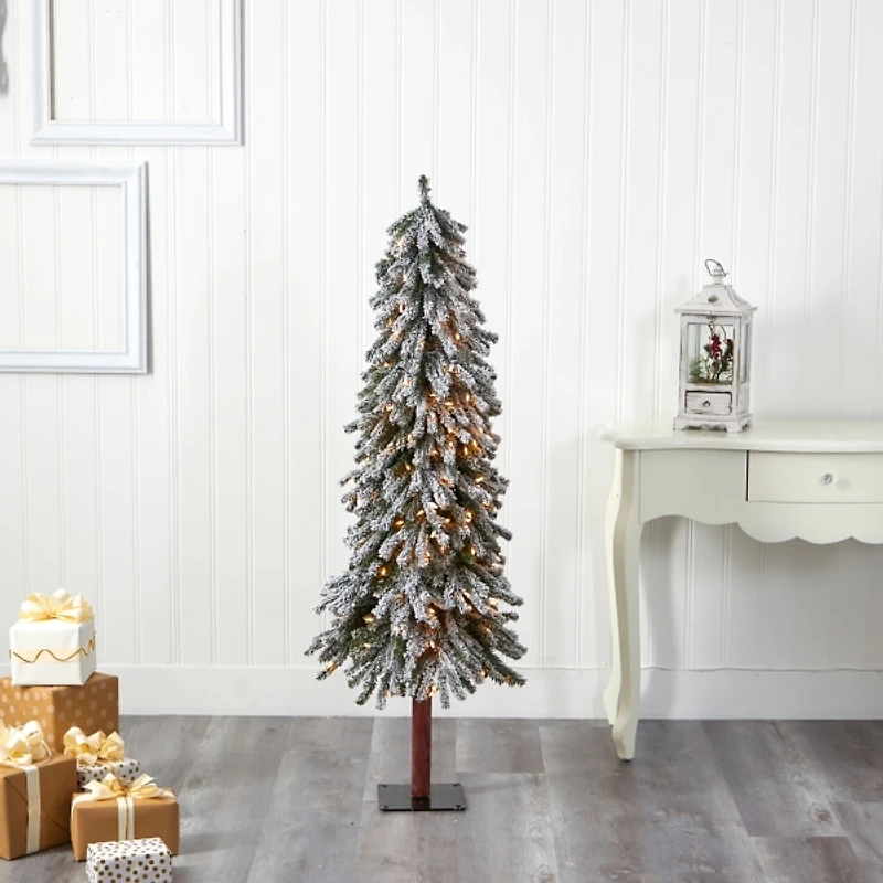 5 ft. Flocked Pre-Lit Grand Alpine Christmas Tree