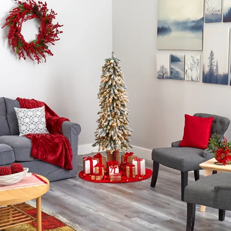 5 ft. Flocked Pre-Lit Grand Alpine Christmas Tree