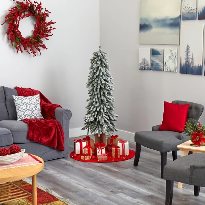 5 ft. Flocked Pre-Lit Grand Alpine Christmas Tree