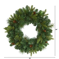 Mixed Pine Clear LED Wreath, 24 in.