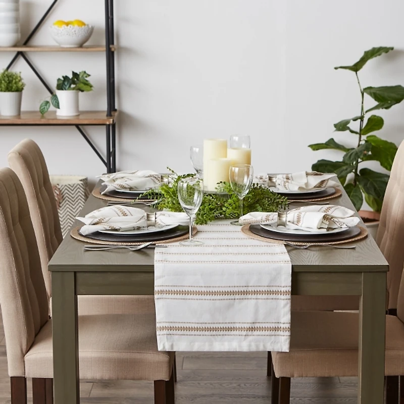 Stone Zig Zag Dobby Stripe Runner