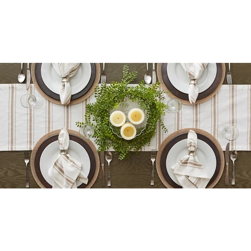 Stone Zig Zag Dobby Stripe Runner