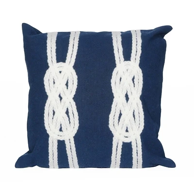 Embroidered Navy Nautical Outdoor Pillow, 20 in.
