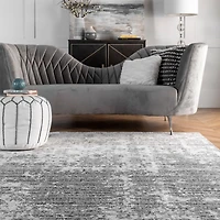 Gray Distressed Power Loomed Area Rug, 8x12