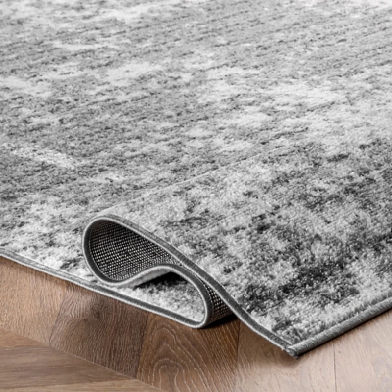 Gray Distressed Power Loomed Area Rug, 8x12