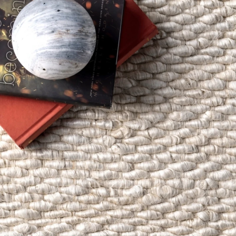 Ivory Hand Woven Jute Area Rug, 9x12