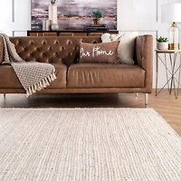 Ivory Hand Woven Rigo Jute Area Rug