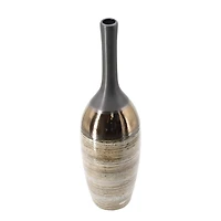 Metallic Bronze Bottle Neck Vase, 19 in.
