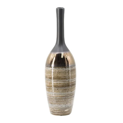Metallic Bronze Bottle Neck Vase, 19 in.
