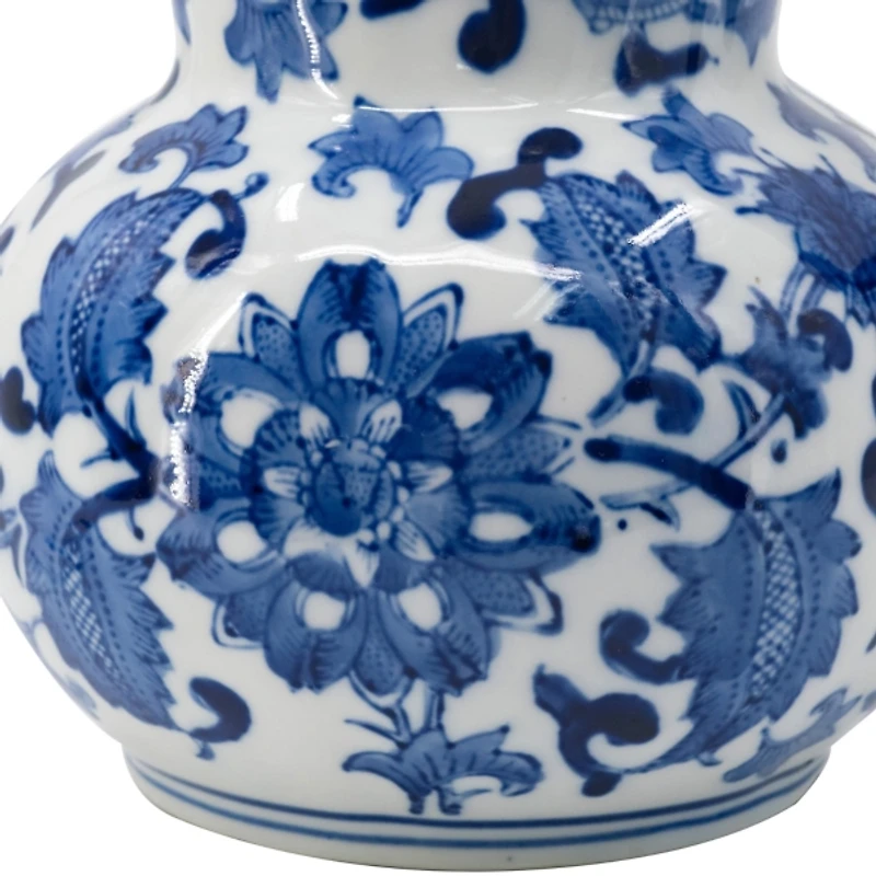 Blue and White Floral Ceramic Pitcher