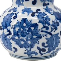 Blue and White Floral Ceramic Pitcher