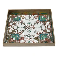 Mirrored Moroccan Pattern Tray with Gold Edges