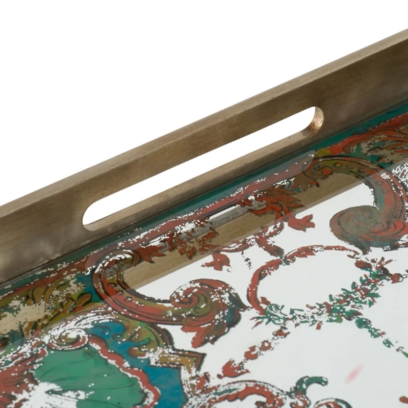 Mirrored Moroccan Pattern Tray with Gold Edges