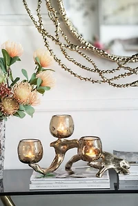 Gold Metal Driftwood Votive Candle Holder