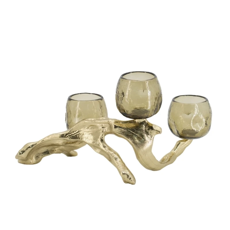 Gold Metal Driftwood Votive Candle Holder