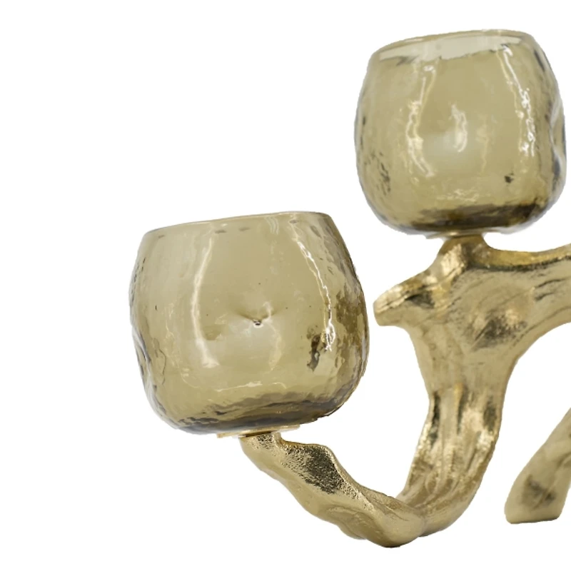 Gold Metal Driftwood Votive Candle Holder