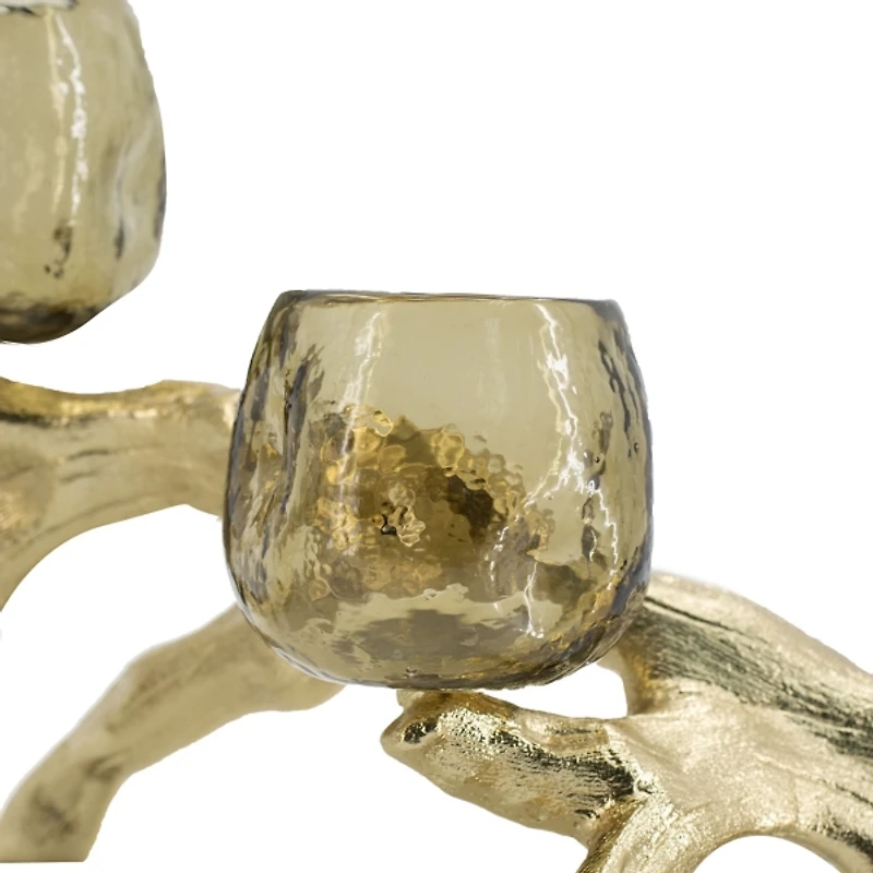 Gold Metal Driftwood Votive Candle Holder