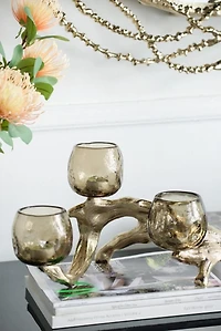 Gold Metal Driftwood Votive Candle Holder