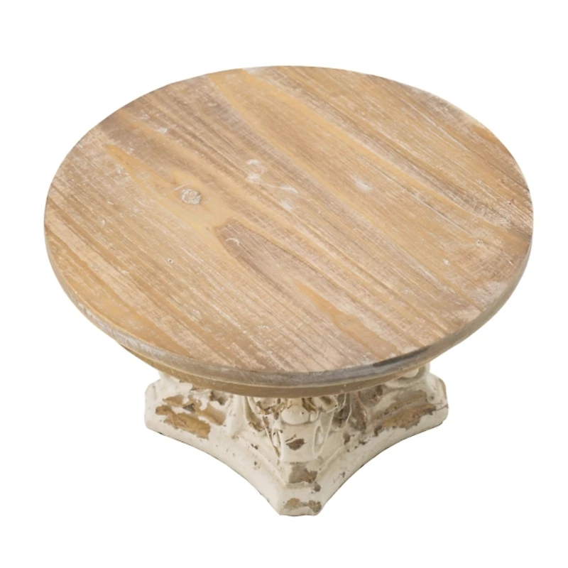 White and Natural Round Plate Stand