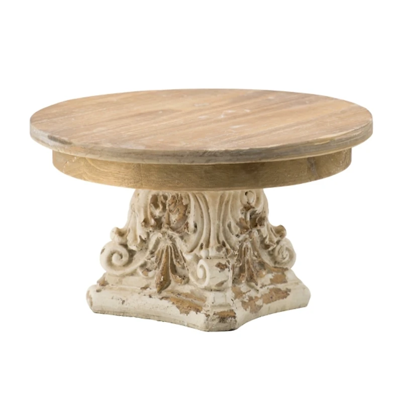 White and Natural Round Plate Stand