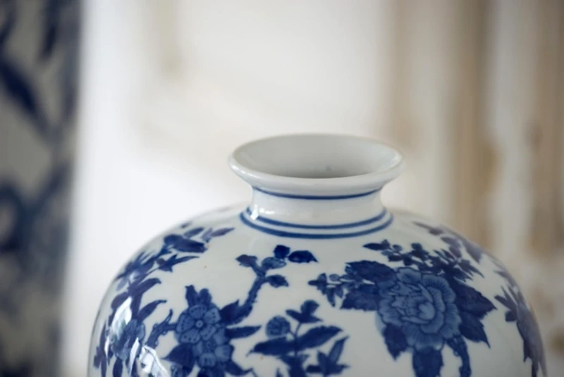 Blue Birds and Trees Porcelain Vase