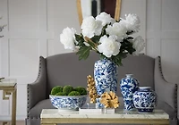 Blue Birds and Trees Porcelain Vase