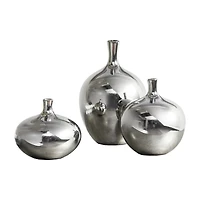 Silver Metallic Vases, Set of 3