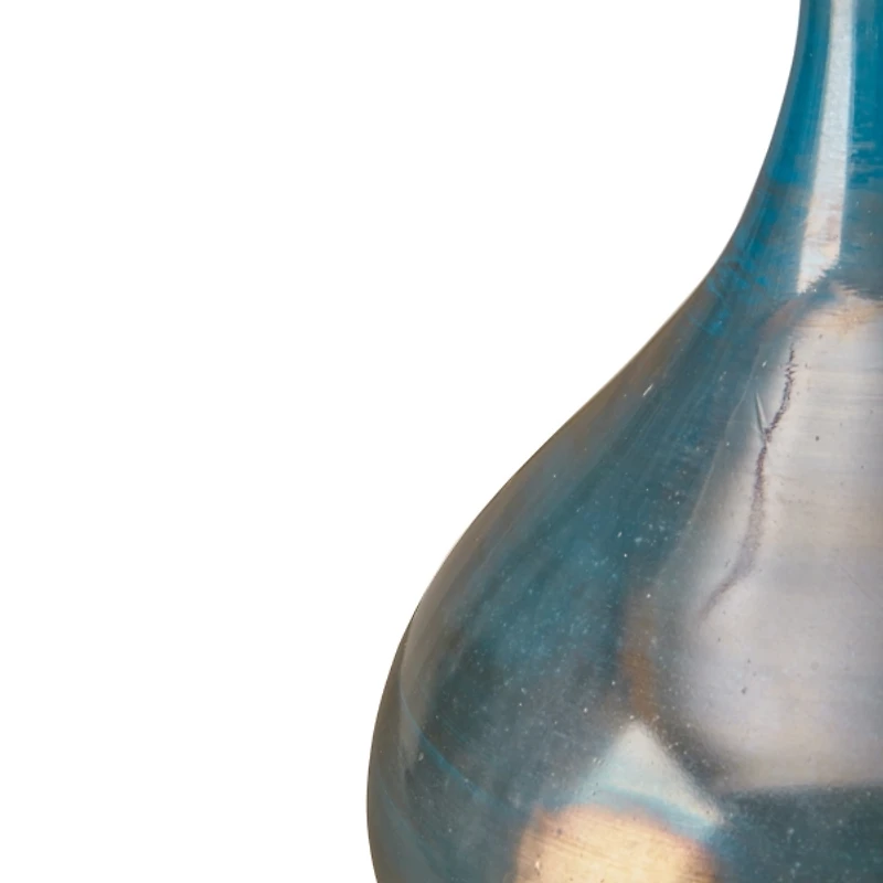 Blue and Bronze Metallic Glass Vases, Set of 3