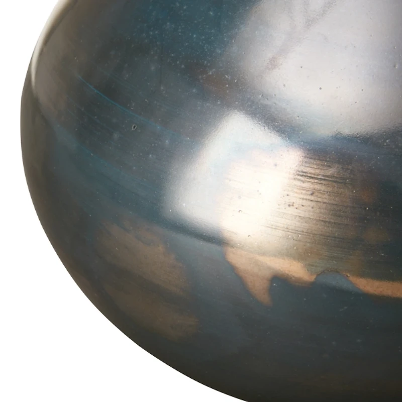 Blue and Bronze Metallic Glass Vases, Set of 3