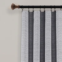 Gray Button and Stripe Curtain Panel Set, 95 in.