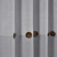 Gray Button and Stripe Curtain Panel Set, 95 in.