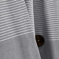 Gray Button and Stripe Curtain Panel Set, 95 in.
