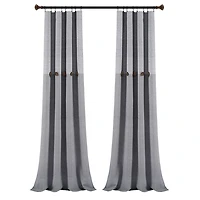 Gray Button and Stripe Curtain Panel Set, 95 in.
