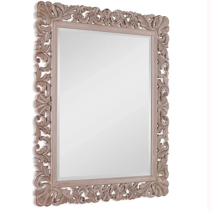 Natural Wooden Beveled Wall Mirror